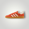 NDO Clothing Adidas Originals Handball Spezial Sneaker aus orangefarbenem Veloursleder mit klassischer Gummisohle