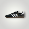NDO Clothing adidas Originals Samba OG Sneaker in Schwarz mit weißen Streifen und brauner Gummisohle
