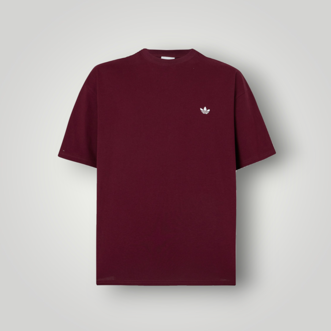 NDO Clothing adidas Originals Unisex T-Shirt in Maroon aus Baumwoll-Jersey mit kleinem Logo-Stick auf der Brust