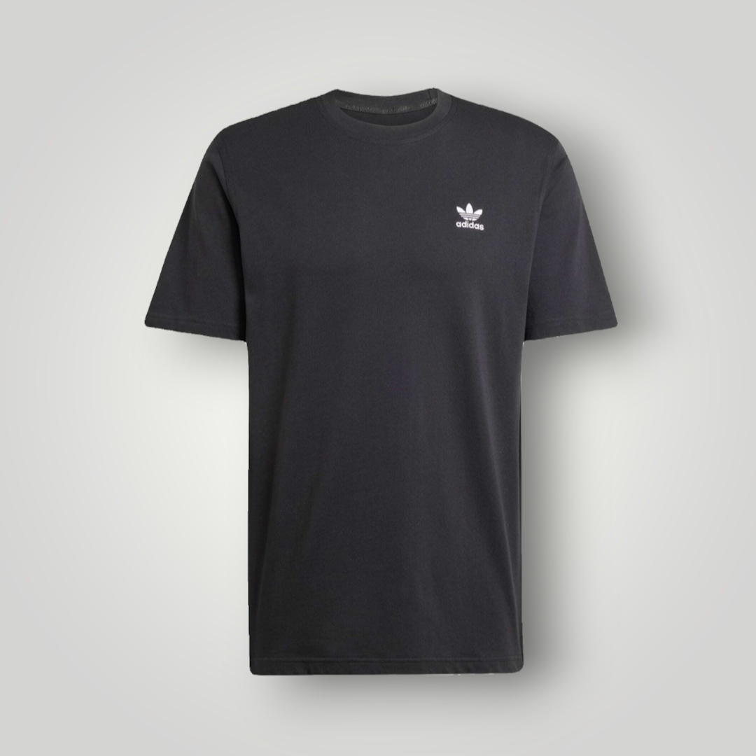 Schwarzes adidas Originals Trefoil Essentials T-Shirt aus Baumwolljersey mit Rundhalsausschnitt von NDO Clothing