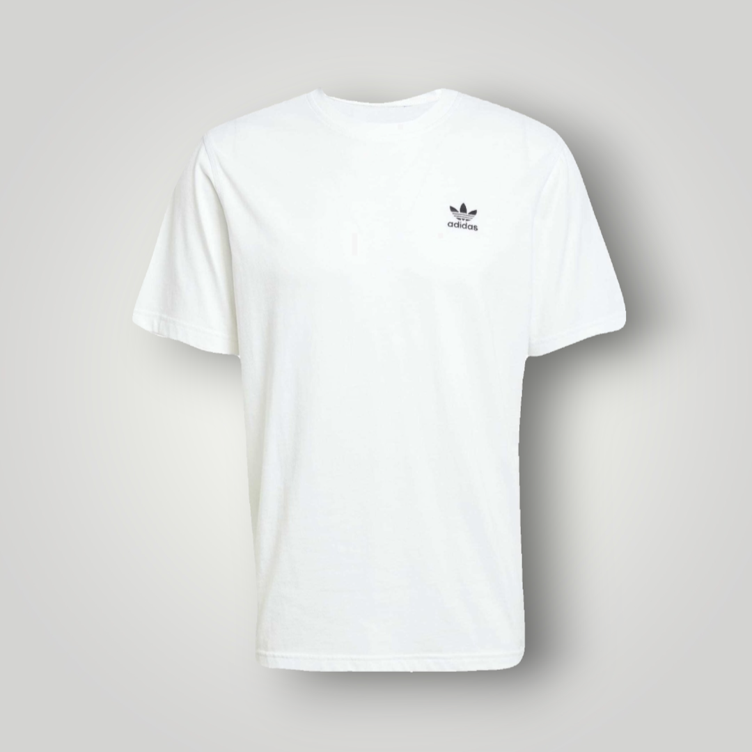 Weißes adidas Originals Trefoil Ess T-Shirt aus Baumwolljersey mit Rundhalsausschnitt von NDO Clothing