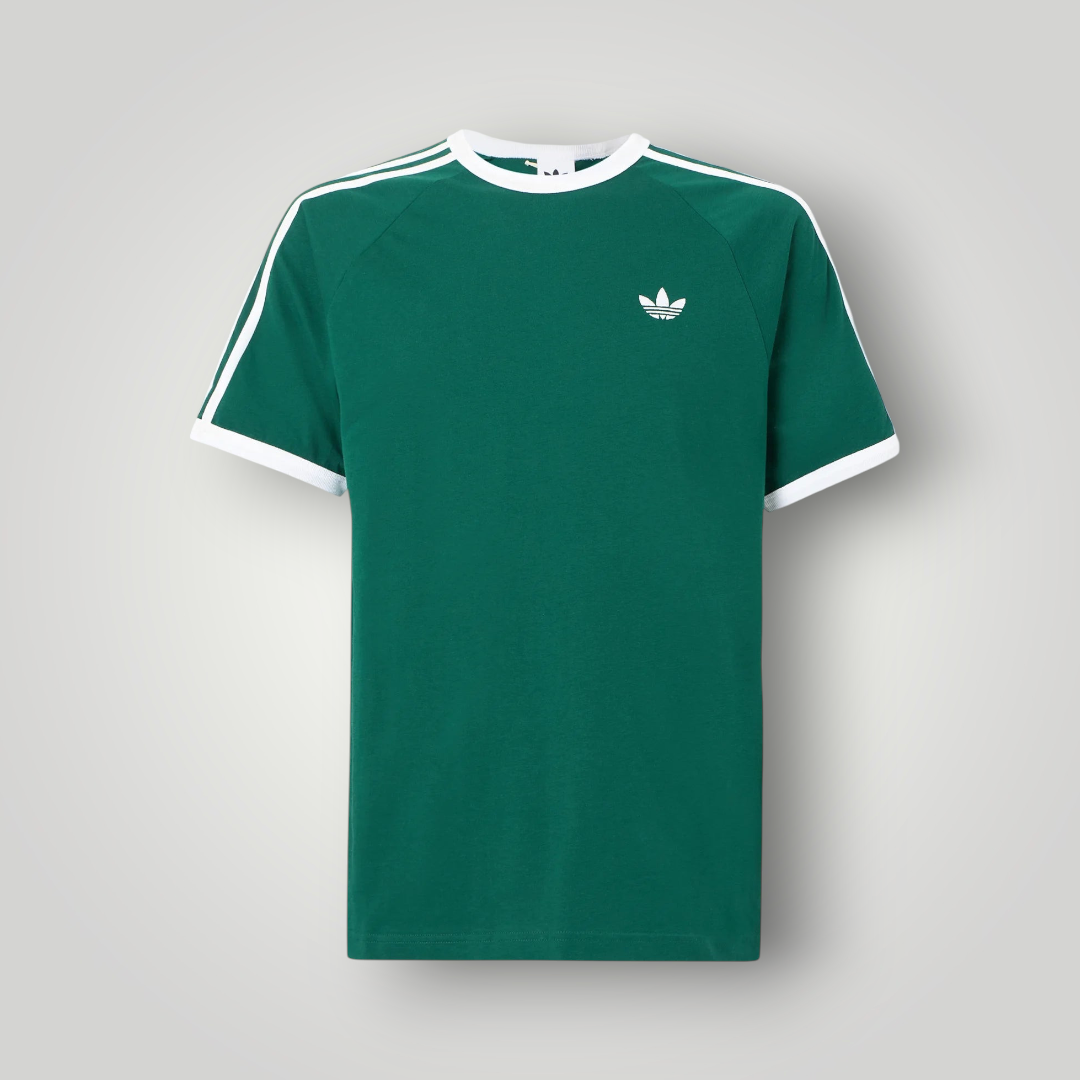 NDO Clothing adidas Originals T-Shirt in Collegiate Green mit Rundhals, weißen Streifen und Trefoil-Logo aus Baumwolle