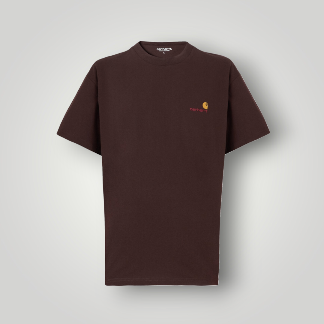 NDO Clothing Carhartt WIP American Script T-Shirt in Palisander-Braun aus Baumwoll-Jersey mit Rundhalsausschnitt
