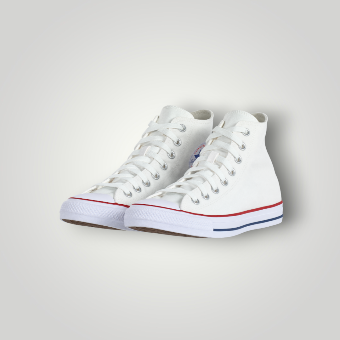 NDO Clothing Converse Chuck Classic High-Top Sneaker in Optical White aus Canvas mit Schnürung und Gummisohle