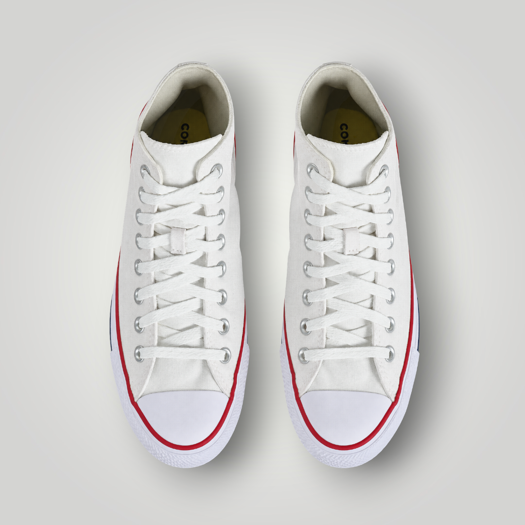 NDO Clothing Converse Chuck Classic High-Top Sneaker in Optical White aus Canvas mit Schnürung und runder Schuhspitze