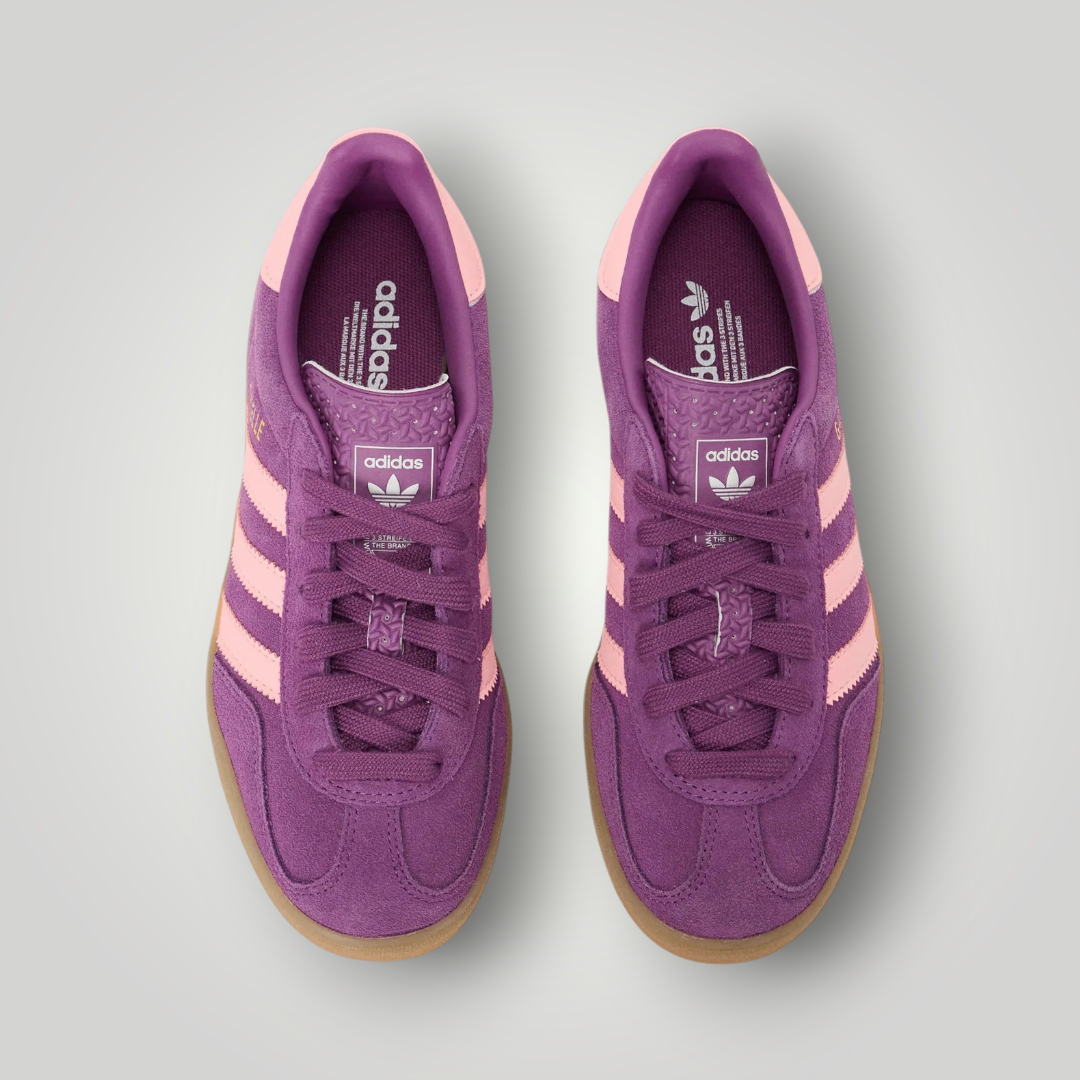 NDO Clothing adidas Originals Gazelle Indoor J Sneaker in Lila und Rosa mit Wildleder-Obermaterial und Gummisohle