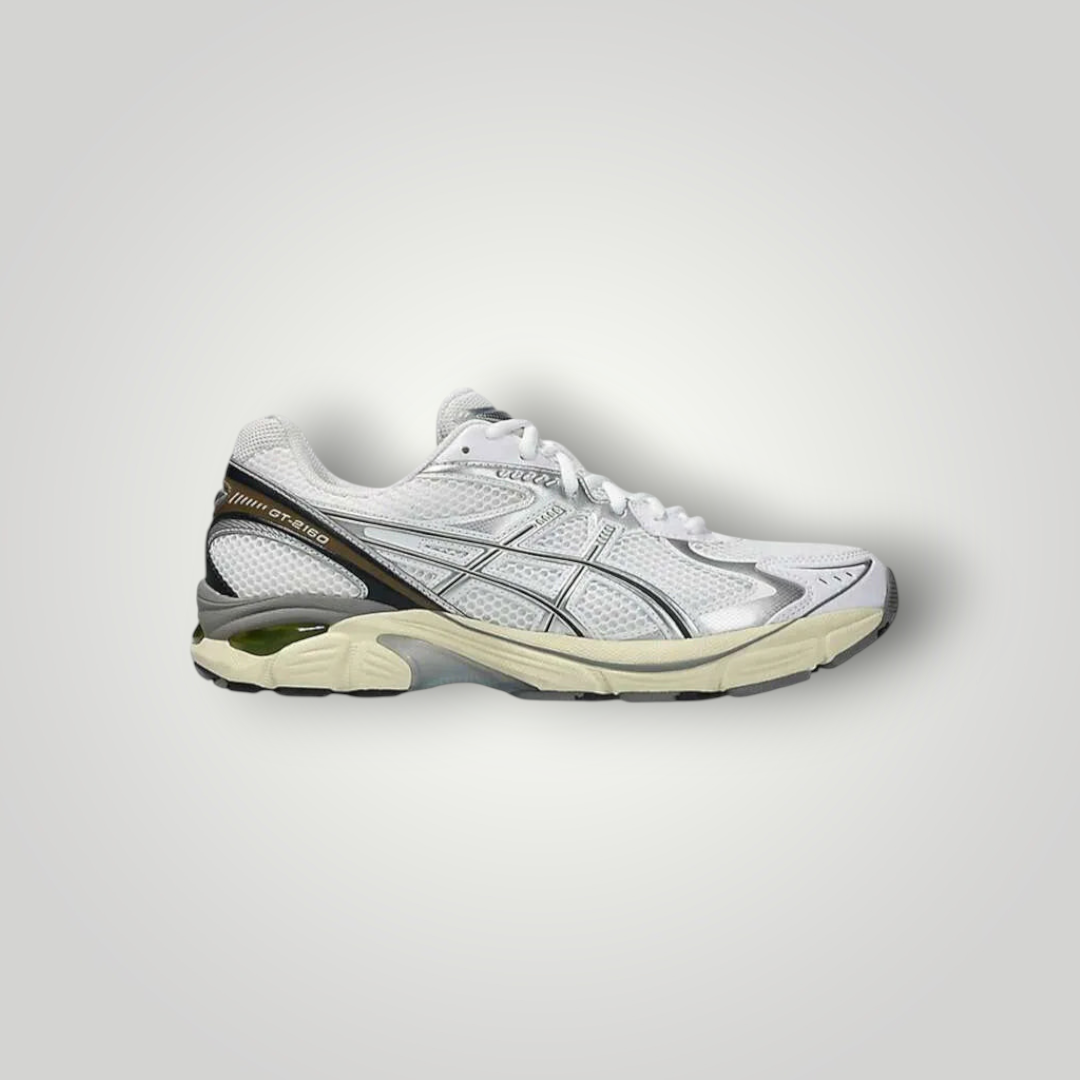 NDO Clothing ASICS GT-2160 Laufschuh in Weiß und Silber mit Mesh-Obermaterial und technischem Design
