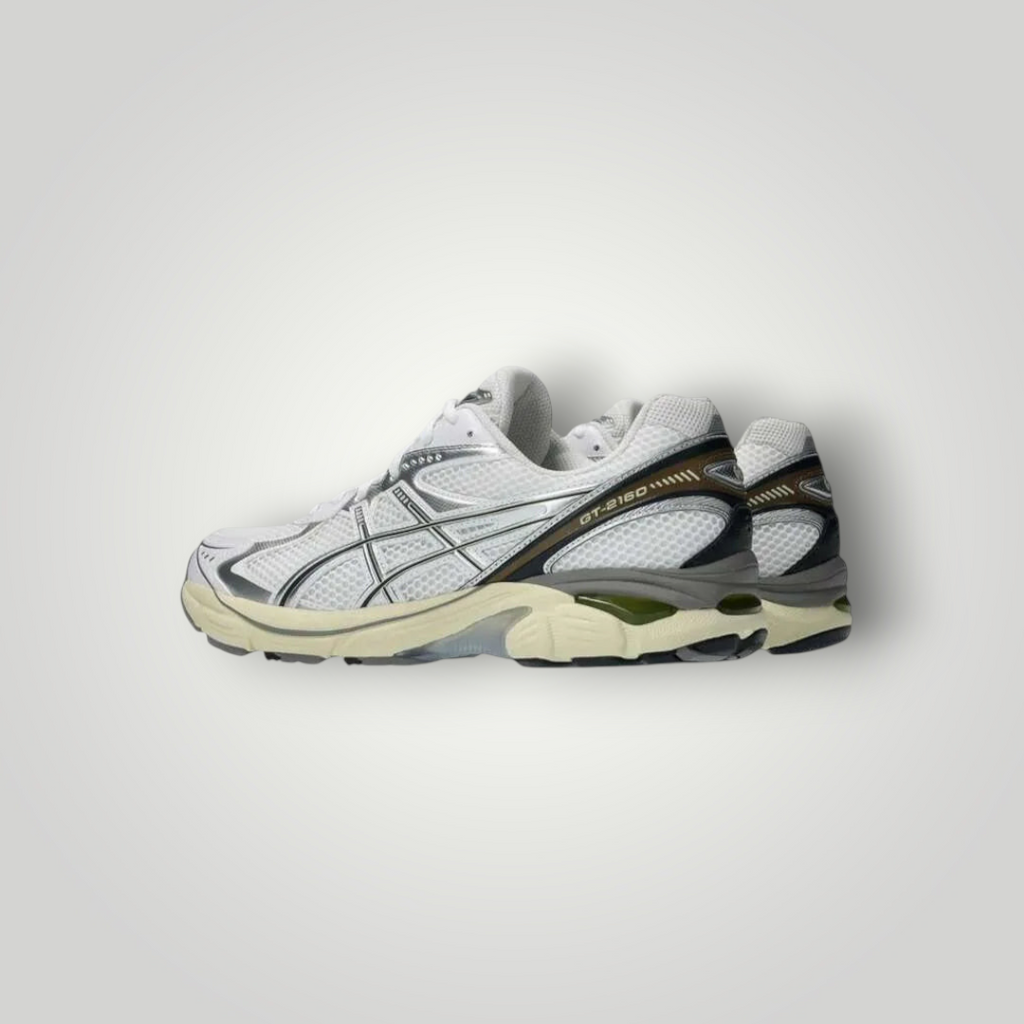 NDO Clothing ASICS GT-2160 Laufschuh in Weiß und Silber mit Mesh-Obermaterial und technischem Design