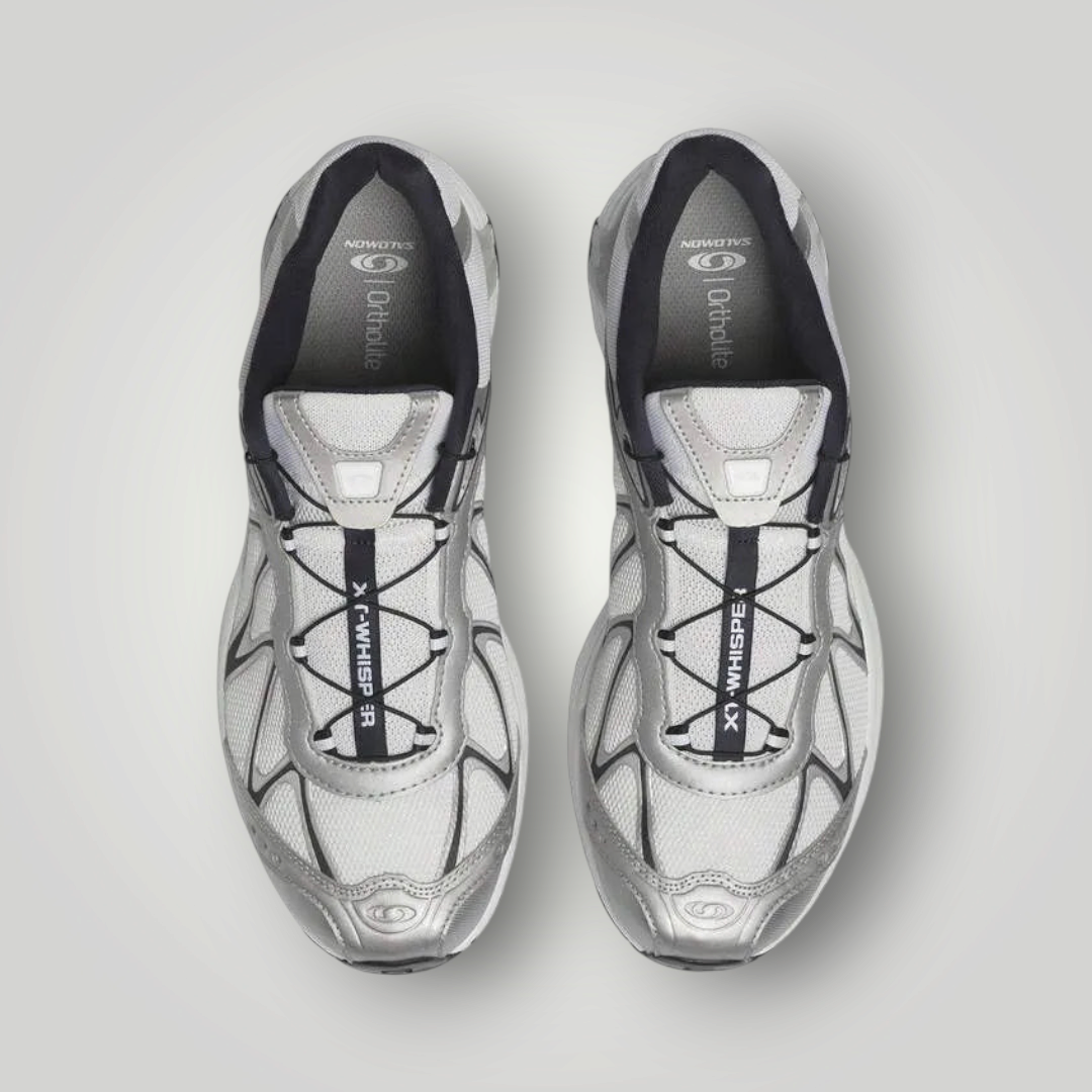 NDO Clothing Salomon XT-WHISPER Laufschuhe in Silber und Weiss mit Schnellschnürsystem und atmungsaktivem Mesh
