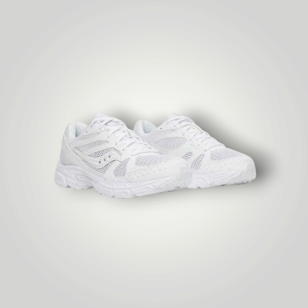 NDO Clothing Saucony Ride Millennium Laufschuhe in komplettem Weiß mit atmungsaktivem Mesh-Obermaterial
