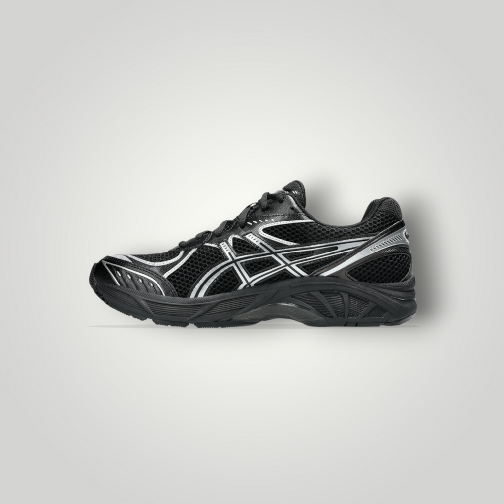 NDO Clothing ASICS GT-2160 Laufschuh in Schwarz mit silbernen Akzenten und atmungsaktivem Mesh-Obermaterial