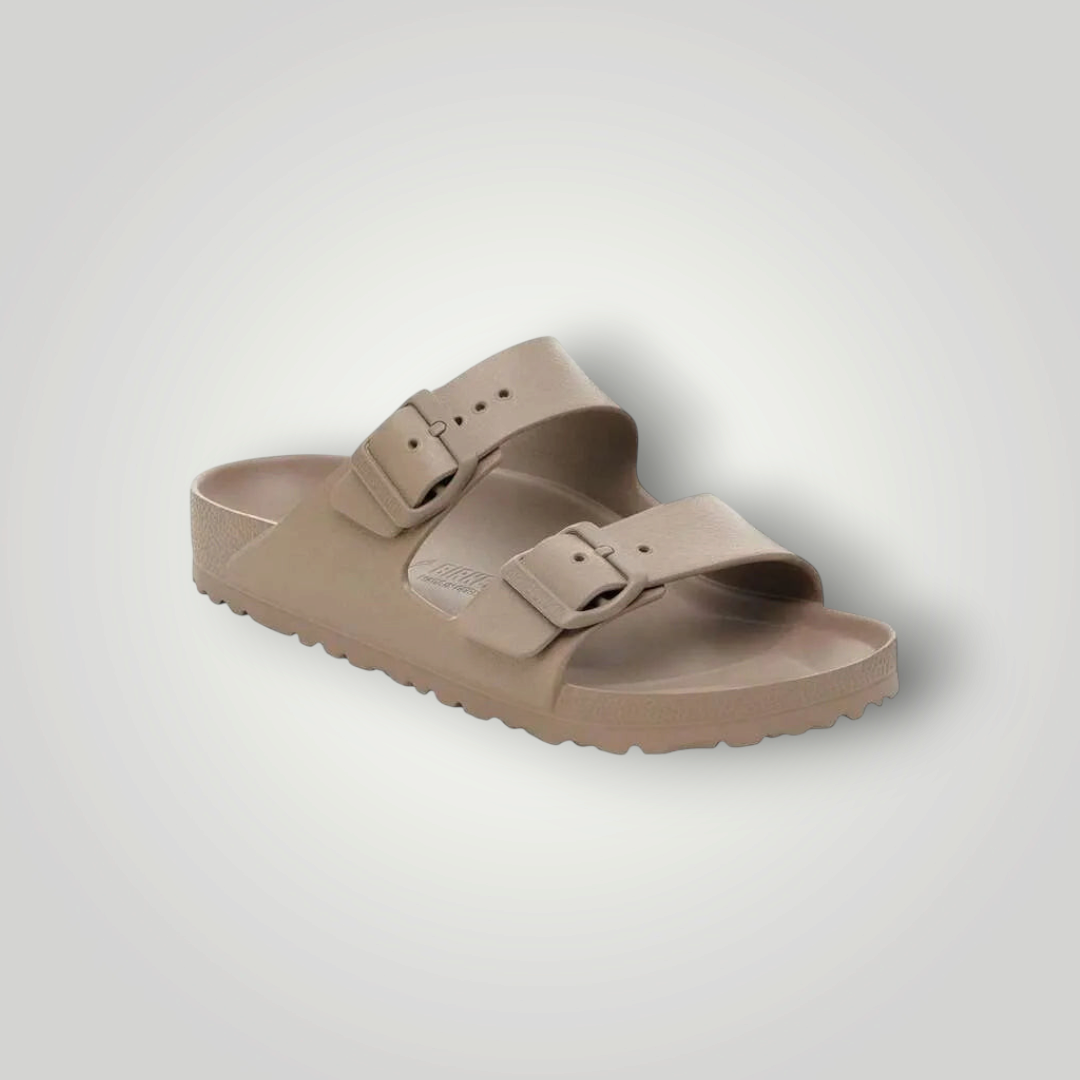 NDO Clothing Birkenstock Arizona EVA Sandale in Beige mit zwei verstellbaren Schnallen und anatomischem Fußbett