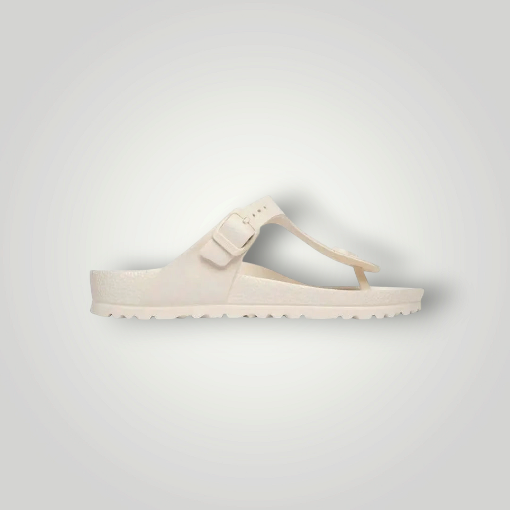 NDO Clothing Birkenstock Gizeh Zehentrenner in Cremeweiß aus leichtem, wasserfestem EVA mit anatomischem Fußbett