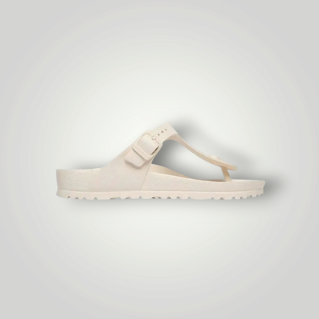 NDO Clothing Birkenstock Gizeh Zehentrenner in Cremeweiß aus leichtem, wasserfestem EVA mit anatomischem Fußbett