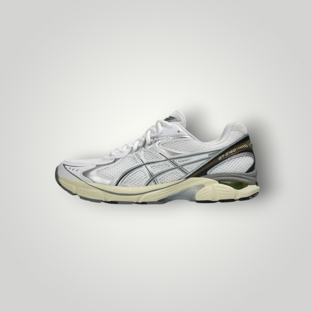 NDO Clothing ASICS GT-2160 Laufschuh in Weiß und Silber mit technischem Mesh-Obermaterial und gedämpfter Sohle