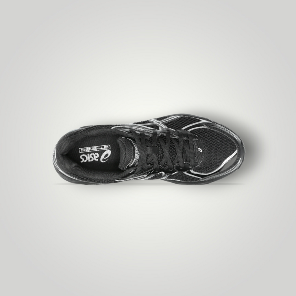 NDO Clothing ASICS GT-2160 Laufschuh in Schwarz mit atmungsaktivem Mesh-Obermaterial und silbernen Details