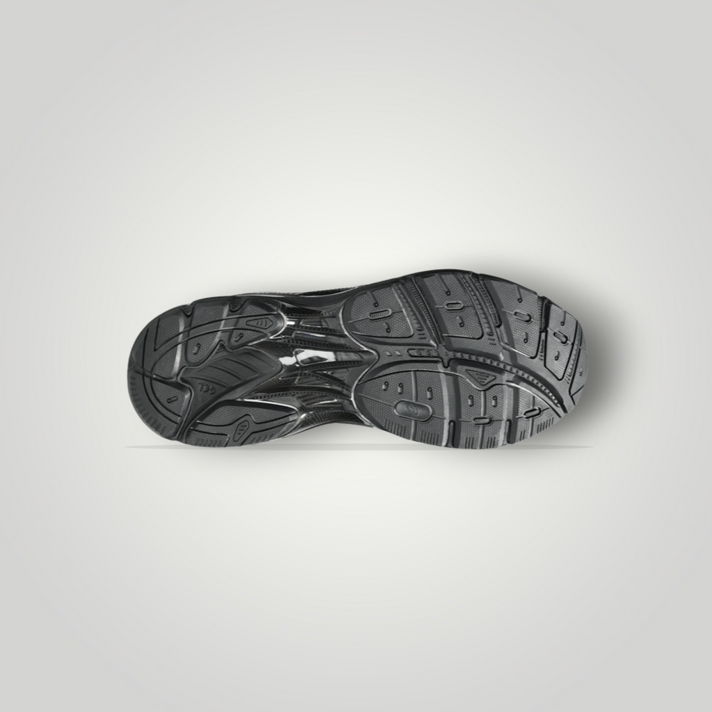 Schwarze Laufschuh-Außensohle des NDO Clothing ASICS GT-2160 mit strukturiertem Profil für optimalen Grip