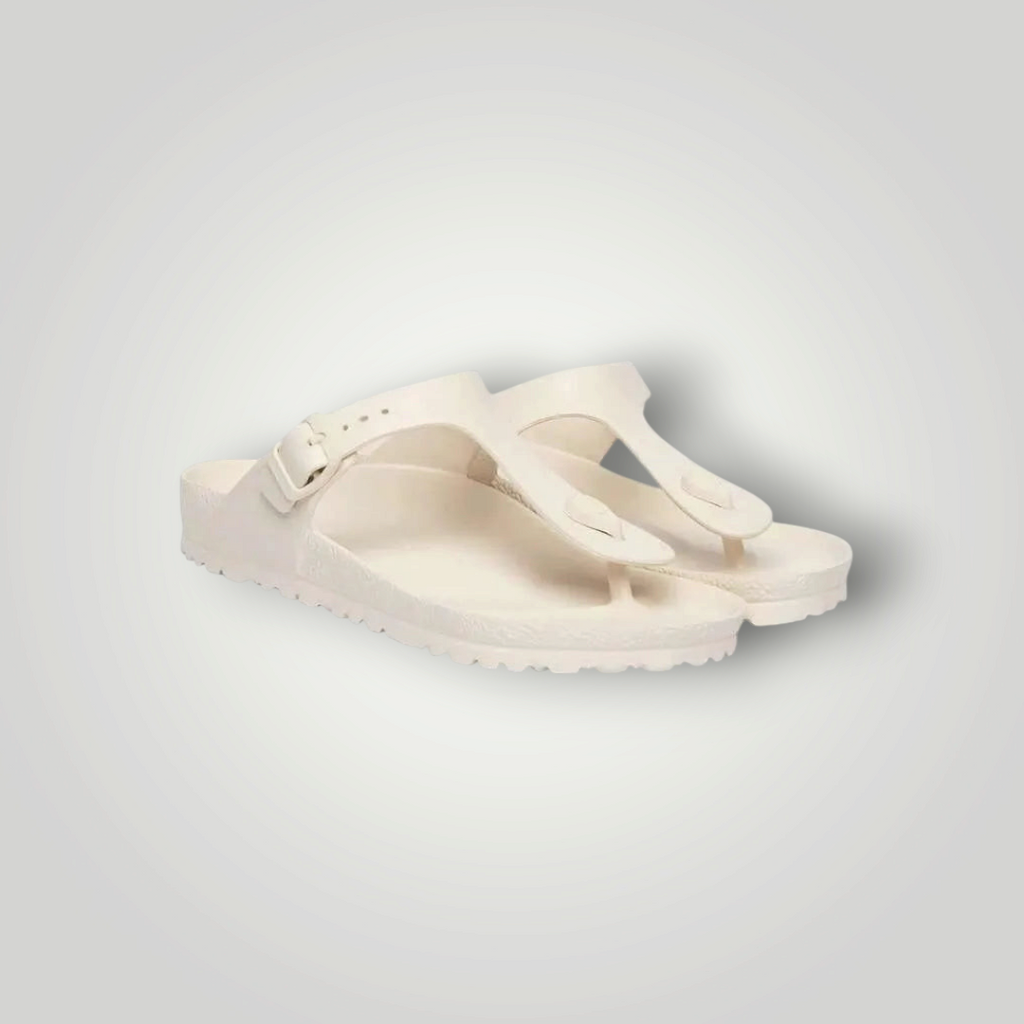 NDO Clothing Birkenstock Gizeh Zehentrenner in Cremeweiß aus leichtem, wasserfestem EVA mit anatomischem Fußbett
