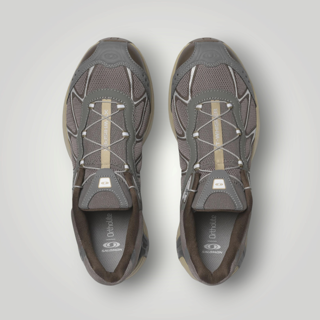 NDO Clothing Salomon XT-WHISPER Laufschuhe in Grau und Braun mit Mesh-Obermaterial und Schnellschnürsystem