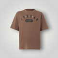 NDO Clothing Jordan CITY CREW T-Shirt in Palomino-Braun mit schwarzem Grafik-Print und Rundhalsausschnitt aus Baumwolle