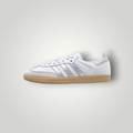 NDO Clothing Adidas Originals SAMBA OG Sneaker in Weiß mit silbernen Streifen und klassischer Gummisohle