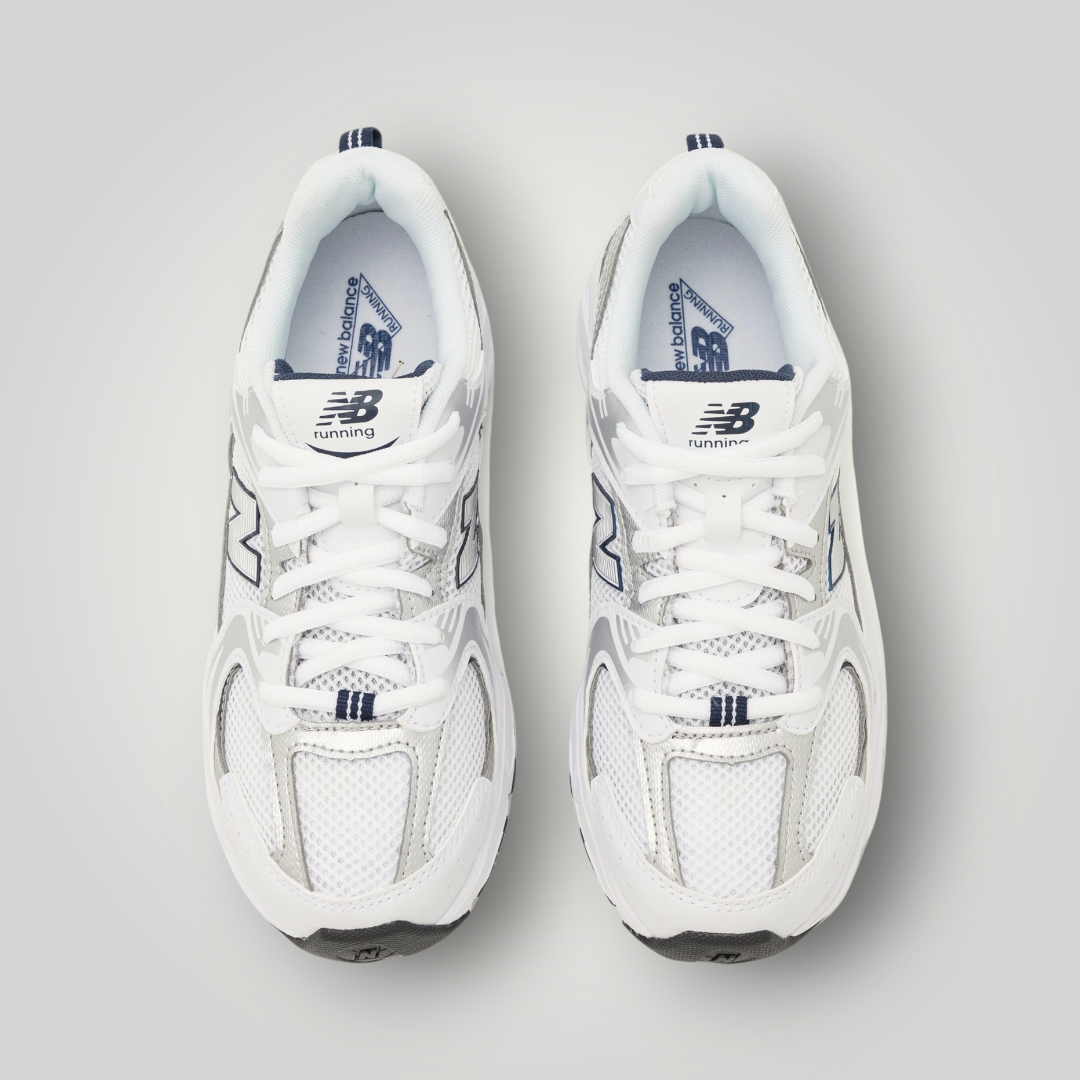 NDO Clothing New Balance 530 Unisex-Sneaker in Grau und Weiß aus Mesh und Kunstleder mit Schnürung