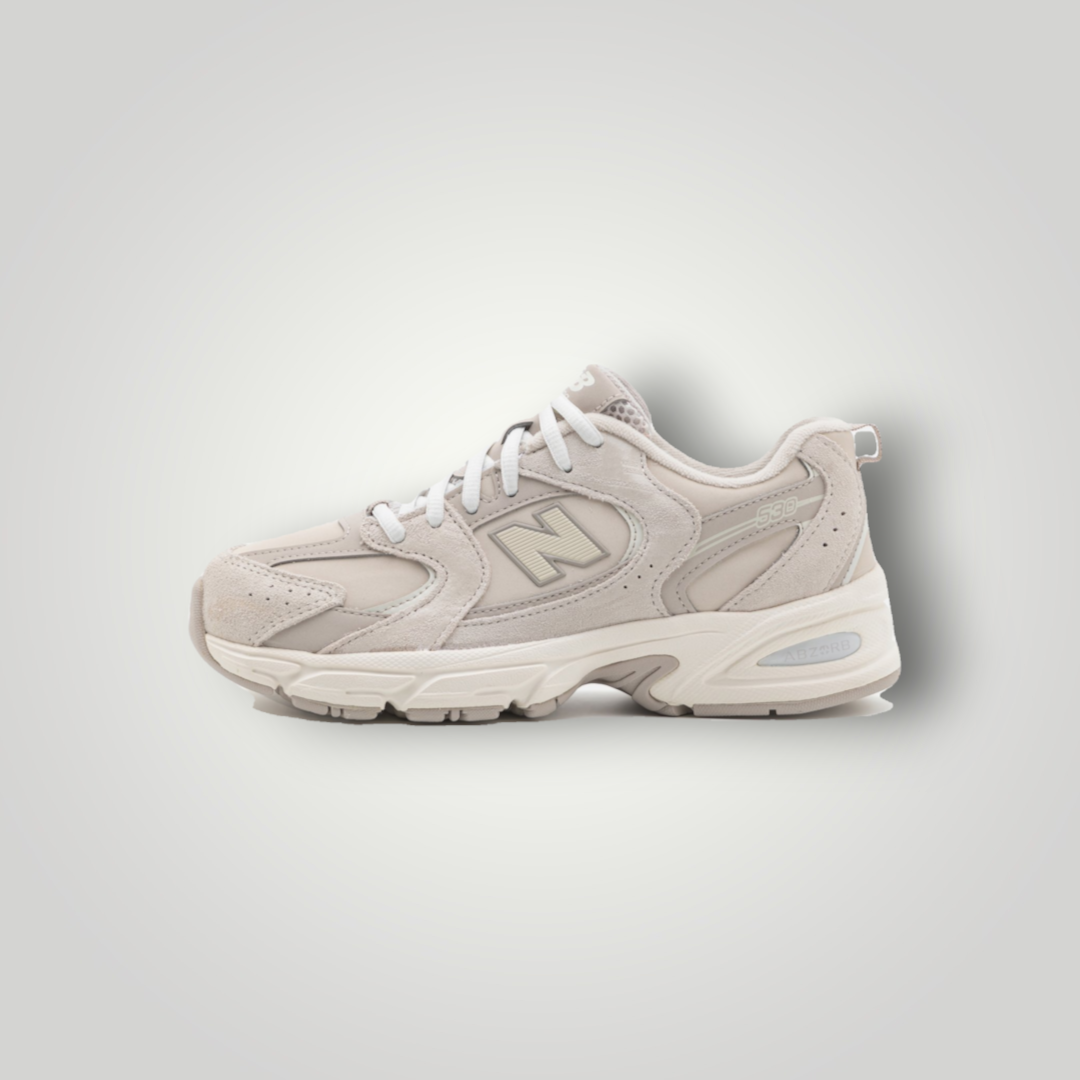 NDO Clothing New Balance 530 Sneaker in Beige und Grau aus Leder und Synthetik mit Schnürung und ABZORB-Sohle