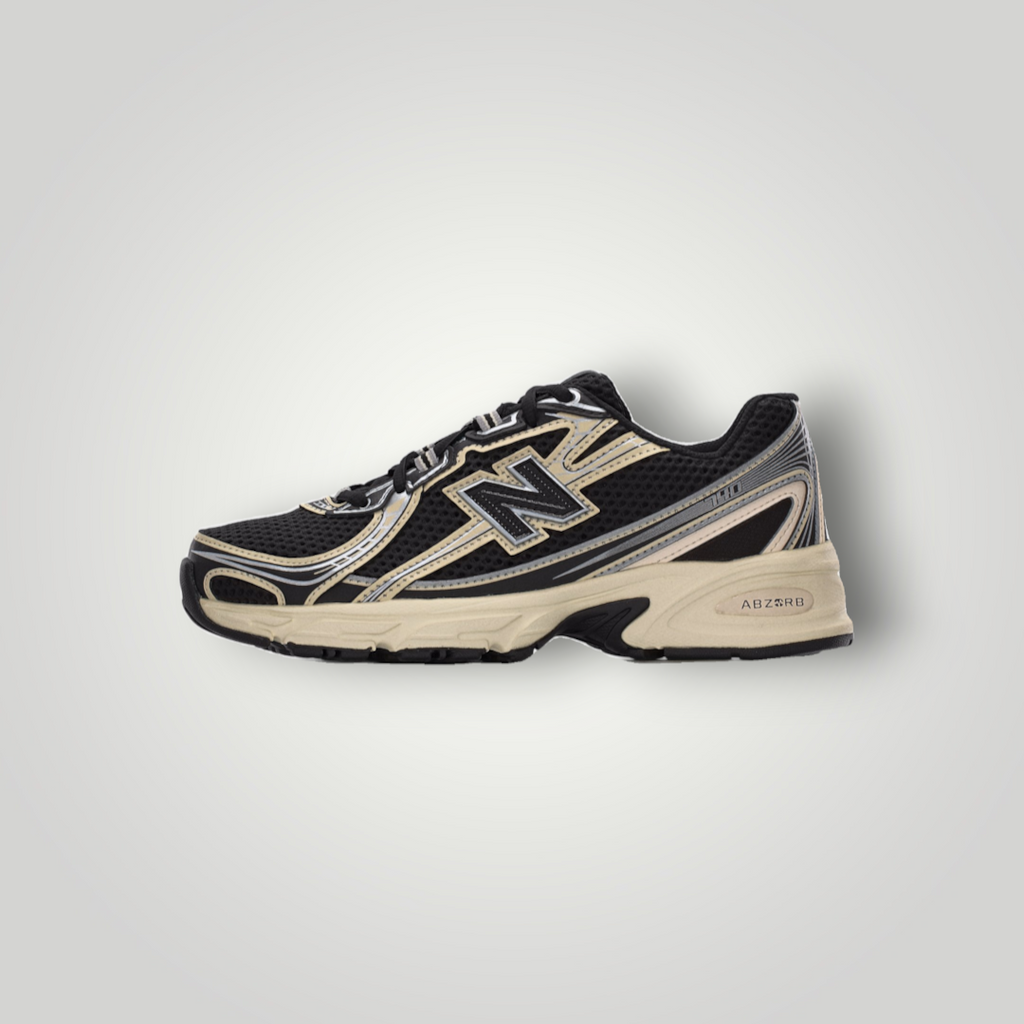NDO Clothing New Balance 740 Unisex-Sneaker in Schwarz mit Mesh-Obermaterial und Abzorb-Dämpfung in der Seitenansicht