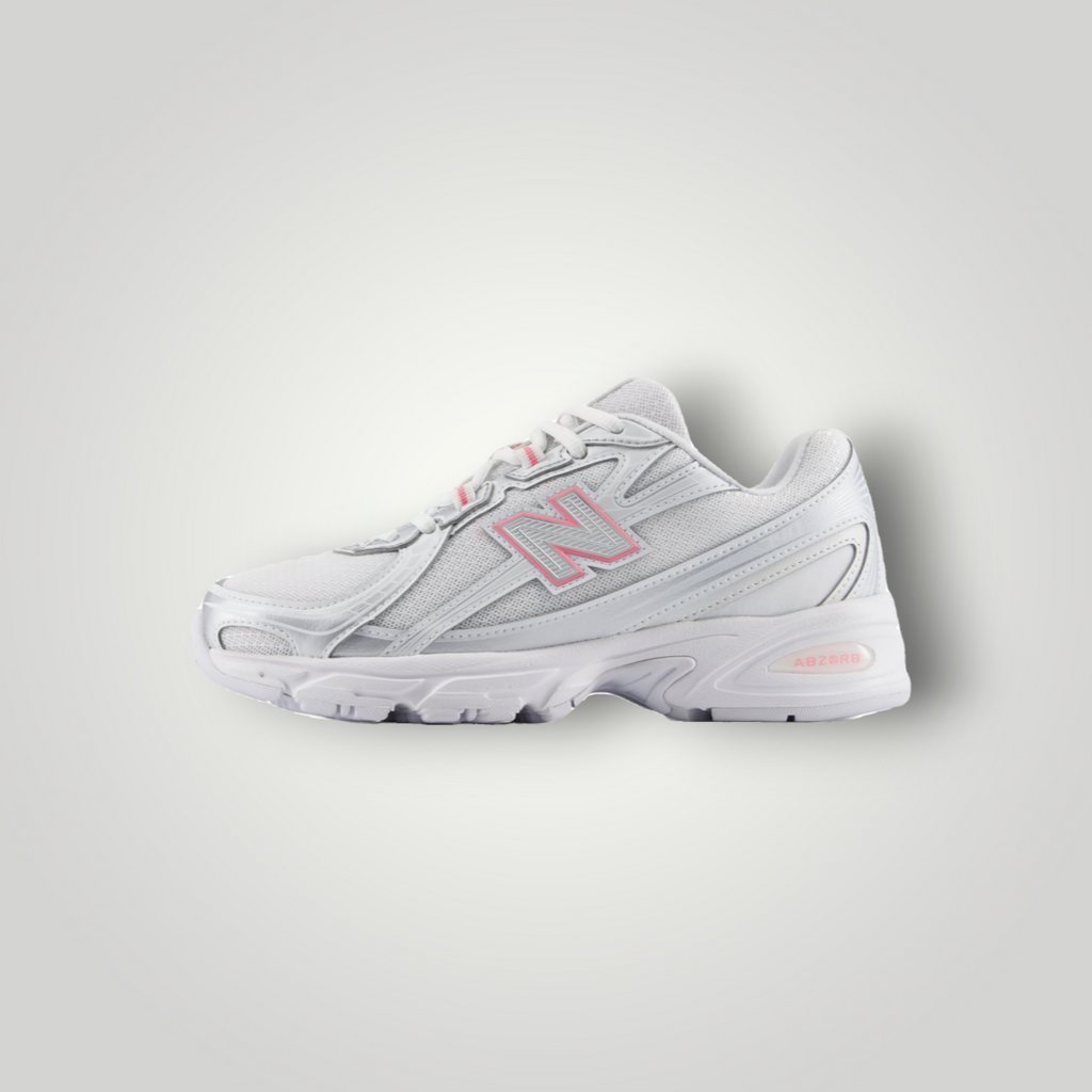 NDO Clothing New Balance 740 Sneaker in Silber-Metallic mit pinken Akzenten, aus Mesh und Kunstleder