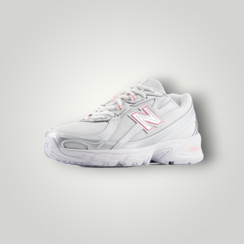 NDO Clothing New Balance 740 Sneaker in Silber-Metallic und Signal-Pink aus Mesh und Kunstleder mit Abzorb-Dämpfung