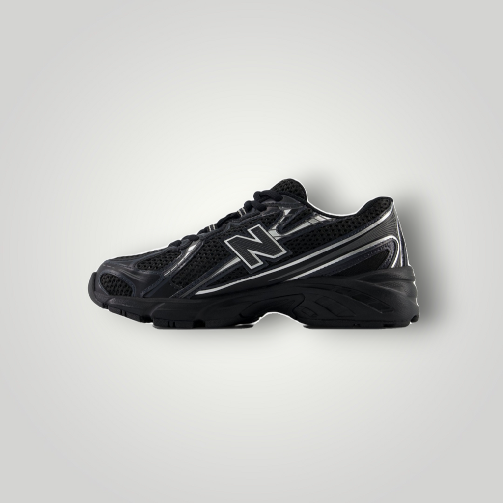 NDO Clothing New Balance 740 Unisex Sneaker in Schwarz aus Mesh und Leder mit Schnürung und rutschfester Sohle