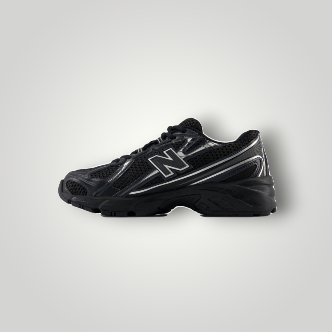 NDO Clothing New Balance 740 Unisex Sneaker in Schwarz aus Mesh und Leder mit Schnürung und rutschfester Sohle