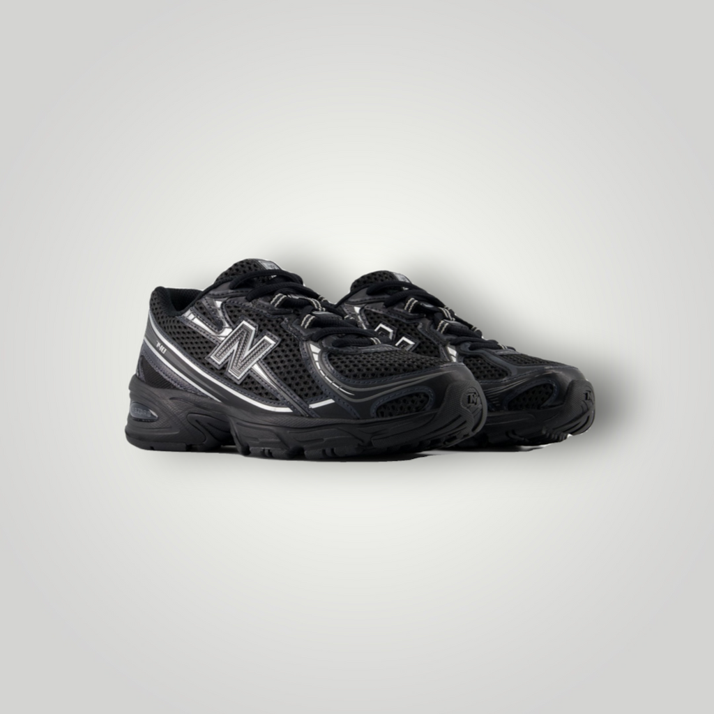 NDO Clothing New Balance 740 Unisex Sneaker in Schwarz aus Mesh und Leder mit Schnürung und robuster Außensohle