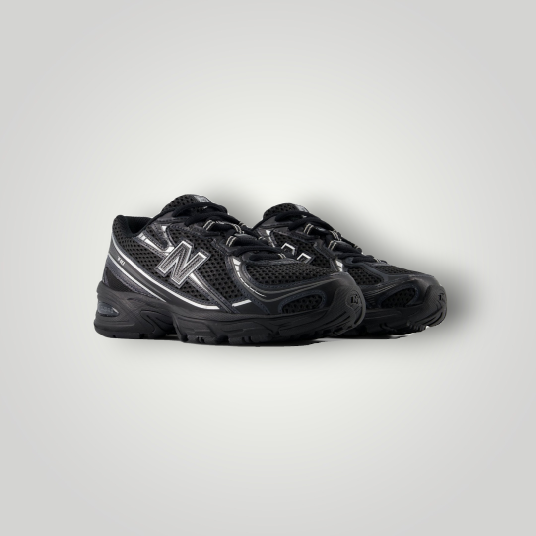 NDO Clothing New Balance 740 Unisex Sneaker in Schwarz aus Mesh und Leder mit Schnürung und robuster Außensohle