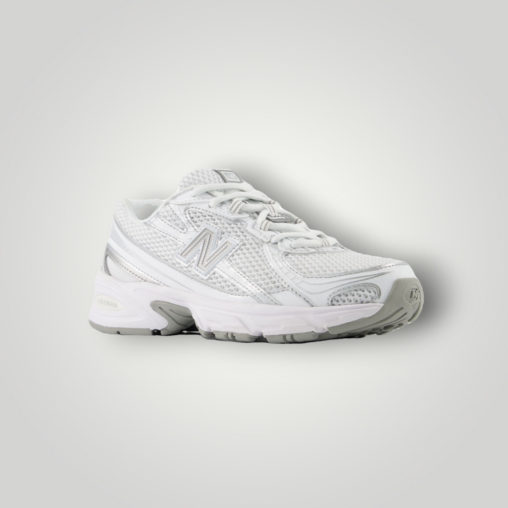 NDO Clothing New Balance 740 Unisex Sneaker in Weiß aus Leder und Mesh mit Schnürung und flacher Sohle