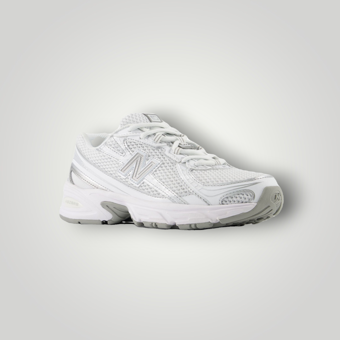 NDO Clothing New Balance 740 Unisex Sneaker in Weiß aus Leder und Mesh mit Schnürung und flacher Sohle