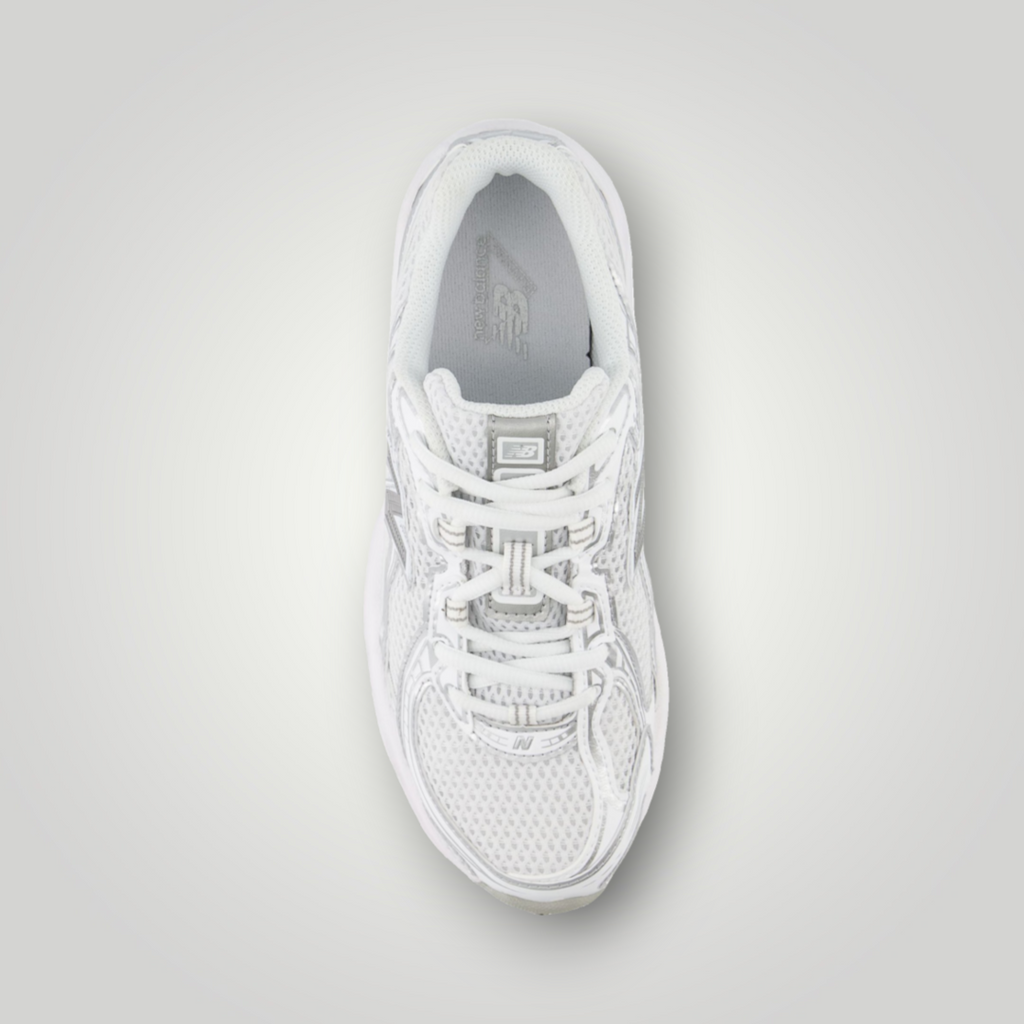 NDO Clothing New Balance 740 Unisex Sneaker in Weiß aus Leder und Mesh mit Schnürung in der Draufsicht