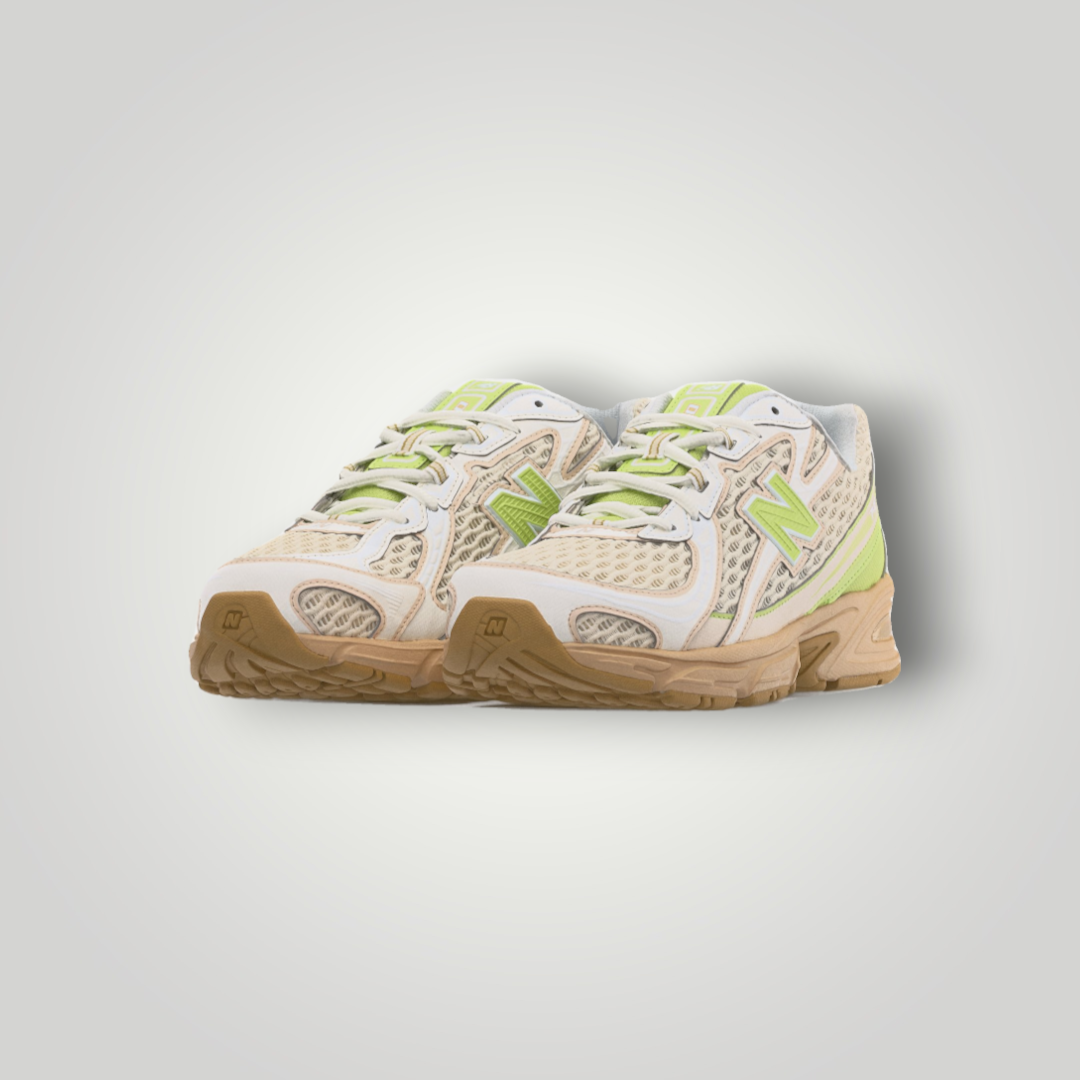NDO Clothing New Balance U740 Sneaker in Dry Lime mit Mesh-Obermaterial und beigefarbenen Kunstleder-Details