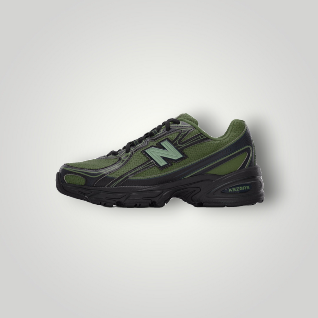 NDO Clothing New Balance 740 Sneaker in Utility Green und Phantom mit Mesh-Obermaterial und Abzorb-Dämpfung
