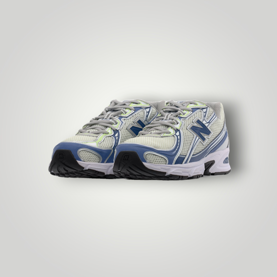 NDO Clothing New Balance U740 Sneaker in Weiss und Magic Blue mit Mesh-Obermaterial und Abzorb-Dämpfung