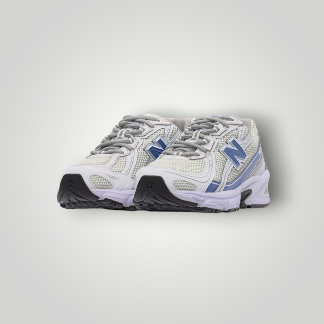 NDO Clothing New Balance 740 Unisex Sneaker in Weiß und Fairweather Blau mit Mesh-Obermaterial und Schnürung