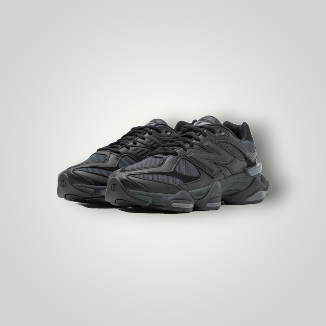 NDO Clothing New Balance 9060 Unisex Sneaker in Schwarz aus Leder und Mesh mit Schnürung und markanter Sohle