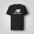 Schwarzes NDO Clothing New Balance Essentials T-Shirt aus Baumwoll-Jersey mit weißem Logo-Print und Rundhalsausschnitt
