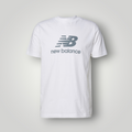 Weißes NDO Clothing New Balance Essentials T-Shirt aus Baumwoll-Jersey mit Rundhalsausschnitt und Logo-Print
