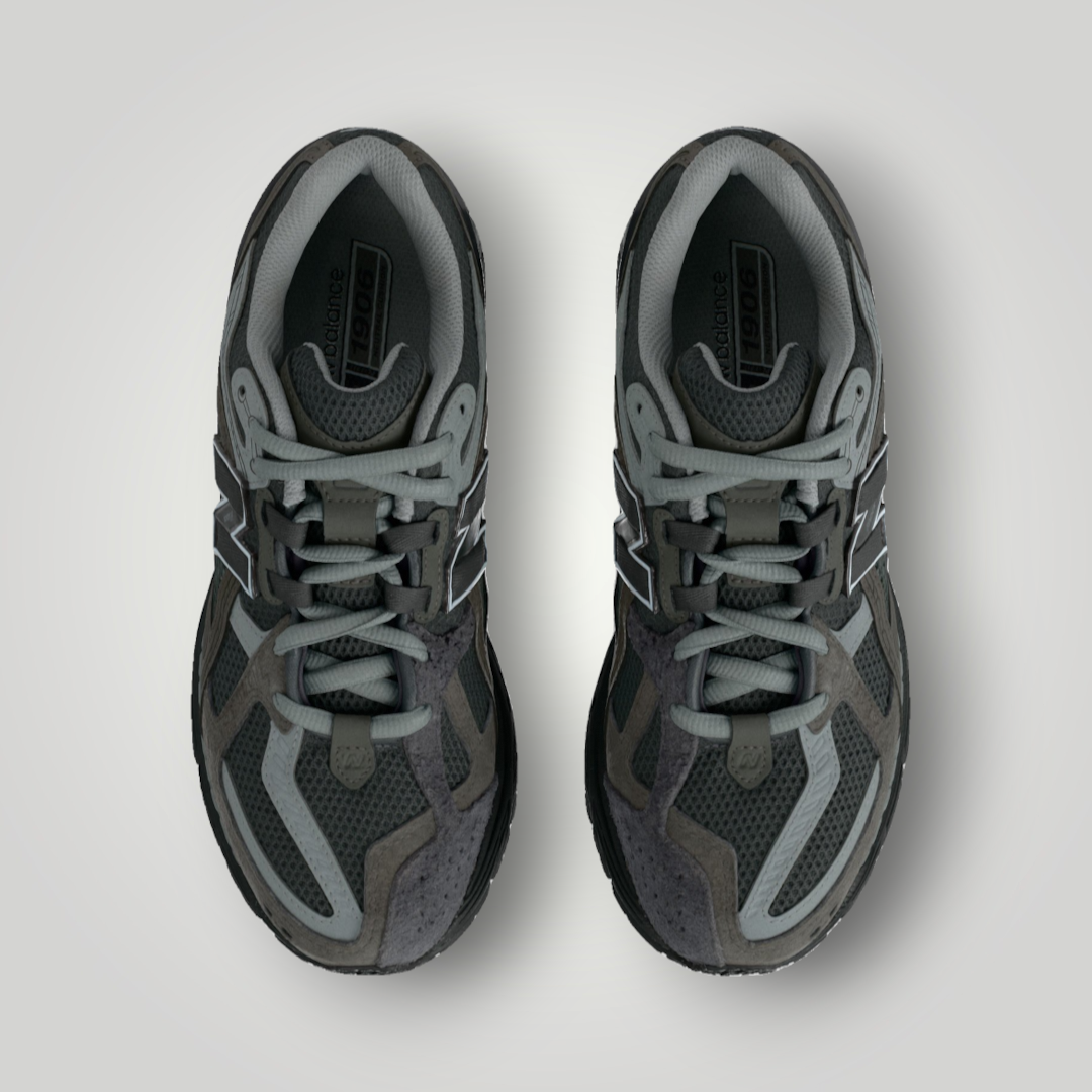 NDO Clothing New Balance U1906 Sneaker in Dunkelgrau aus Mesh und Leder mit Schnürung in der Draufsicht