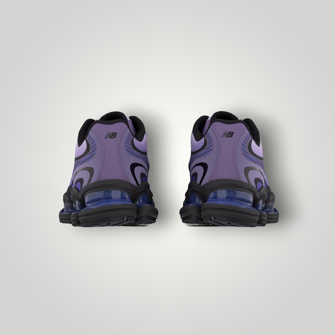 NDO Clothing New Balance U2000 Sneaker in Taro, Electric Indigo und Neptune Grey mit Mesh-Details von hinten