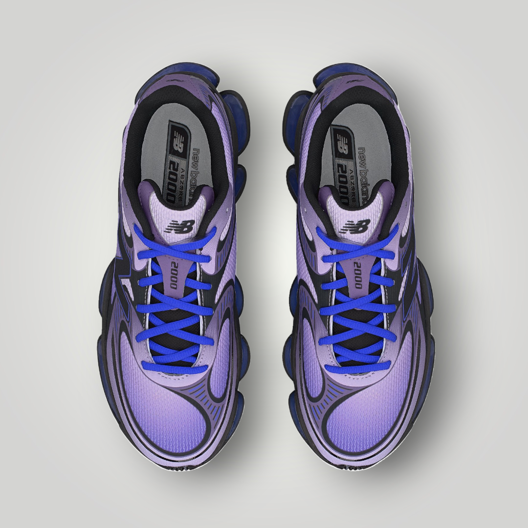 NDO Clothing New Balance U2000 Sneaker in Taro, Electric Indigo und Neptune Grey mit Mesh-Obermaterial und Schnürung