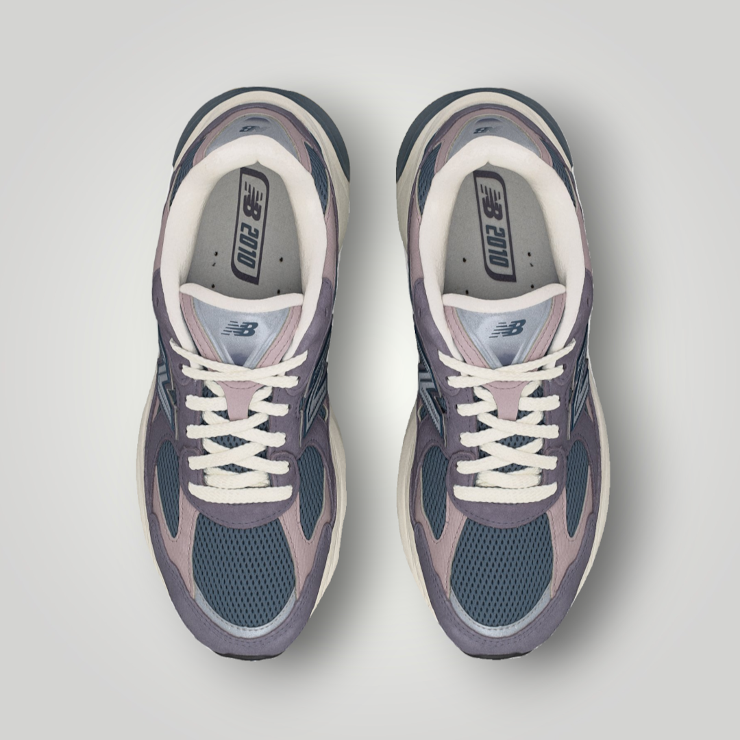 NDO Clothing New Balance Unisex Sneaker in Neptune Grey, Shadow Blue und Sea Salt aus Mesh und Wildleder, Draufsicht