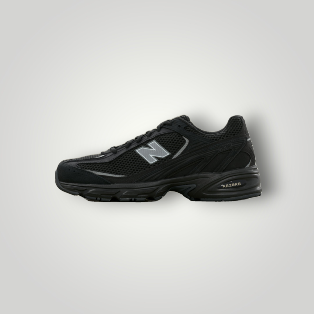 NDO Clothing New Balance U509 Sneaker in Schwarz aus Mesh und Leder mit Abzorb-Dämpfung und reflektierenden Details