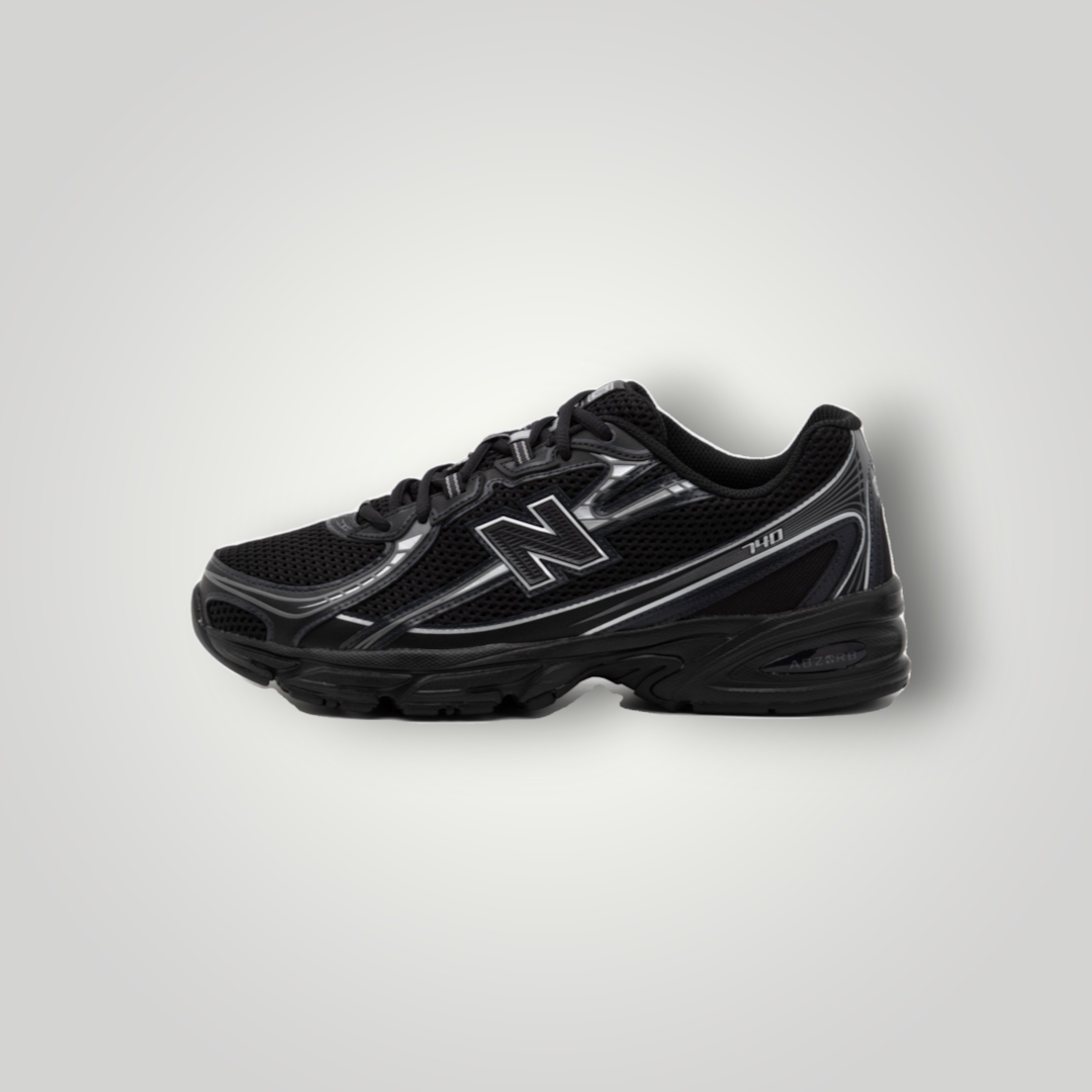 NDO Clothing New Balance U740 Unisex Sneaker in Schwarz aus Mesh und Kunstleder mit Schnürung und flacher Sohle